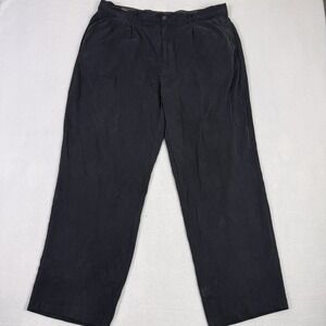 Tommy Bahama 100% Silk Pleated Pants Men's Size 36x30 Black Dress Slacks Resort